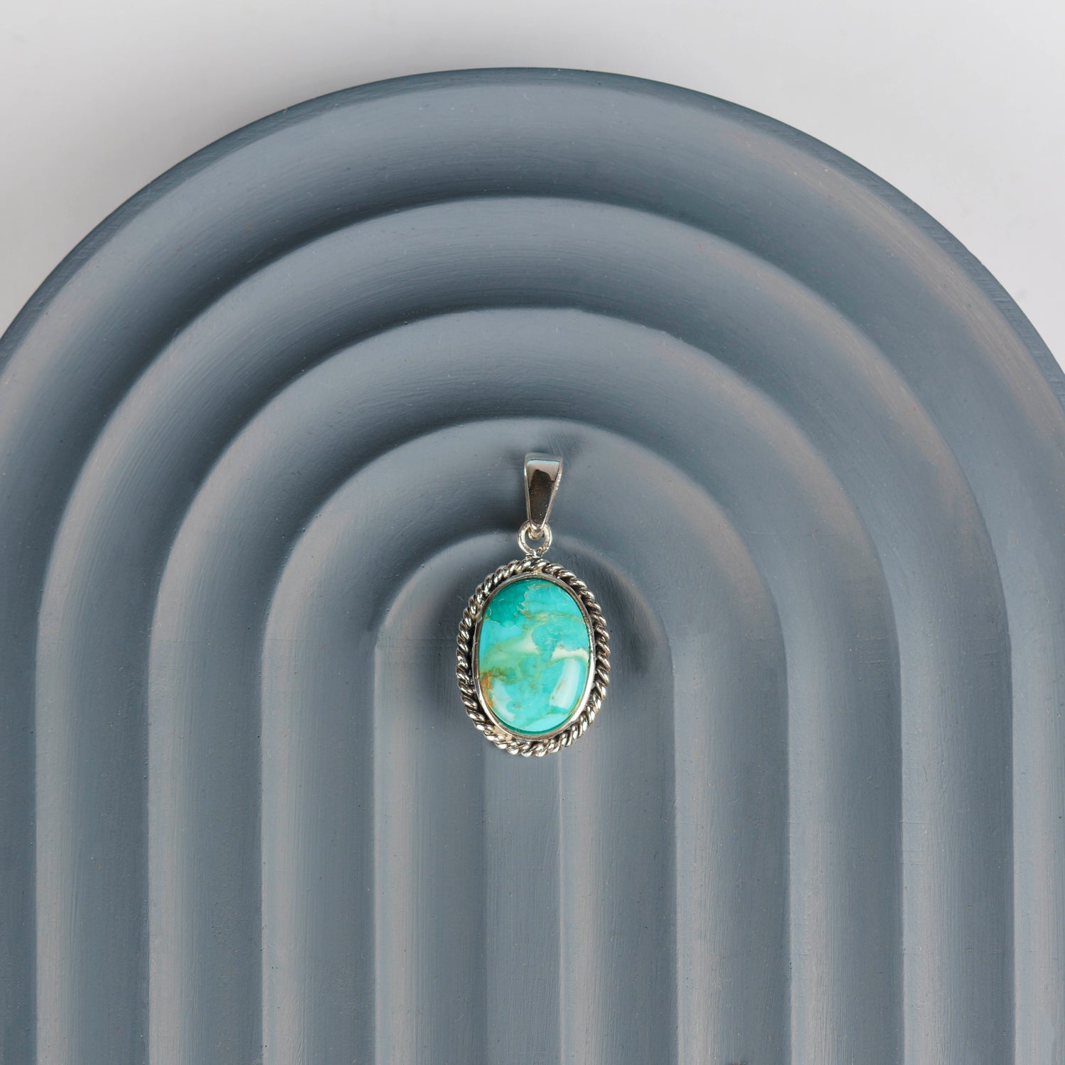 Genuine Turquoise Pendant – 925 Sterling Silver, Handmade Jewellery
